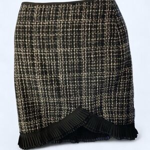 Black & white plaid skirt with folded hem S